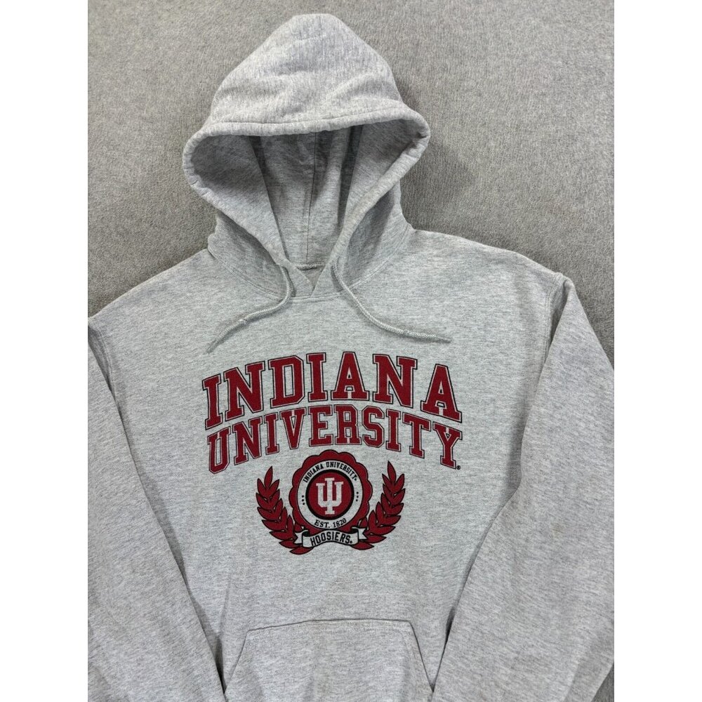 Indiana Hoosiers Campus Hoodie Sweatshirt (Men's Medium) Gray - Picture 2 of 10